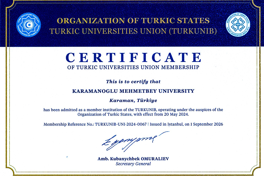 KMÜ TÜRK ÜNİVERSİTELER BİRLİĞİ ÜYELİĞİNİ RESMİLEŞTİRDİ