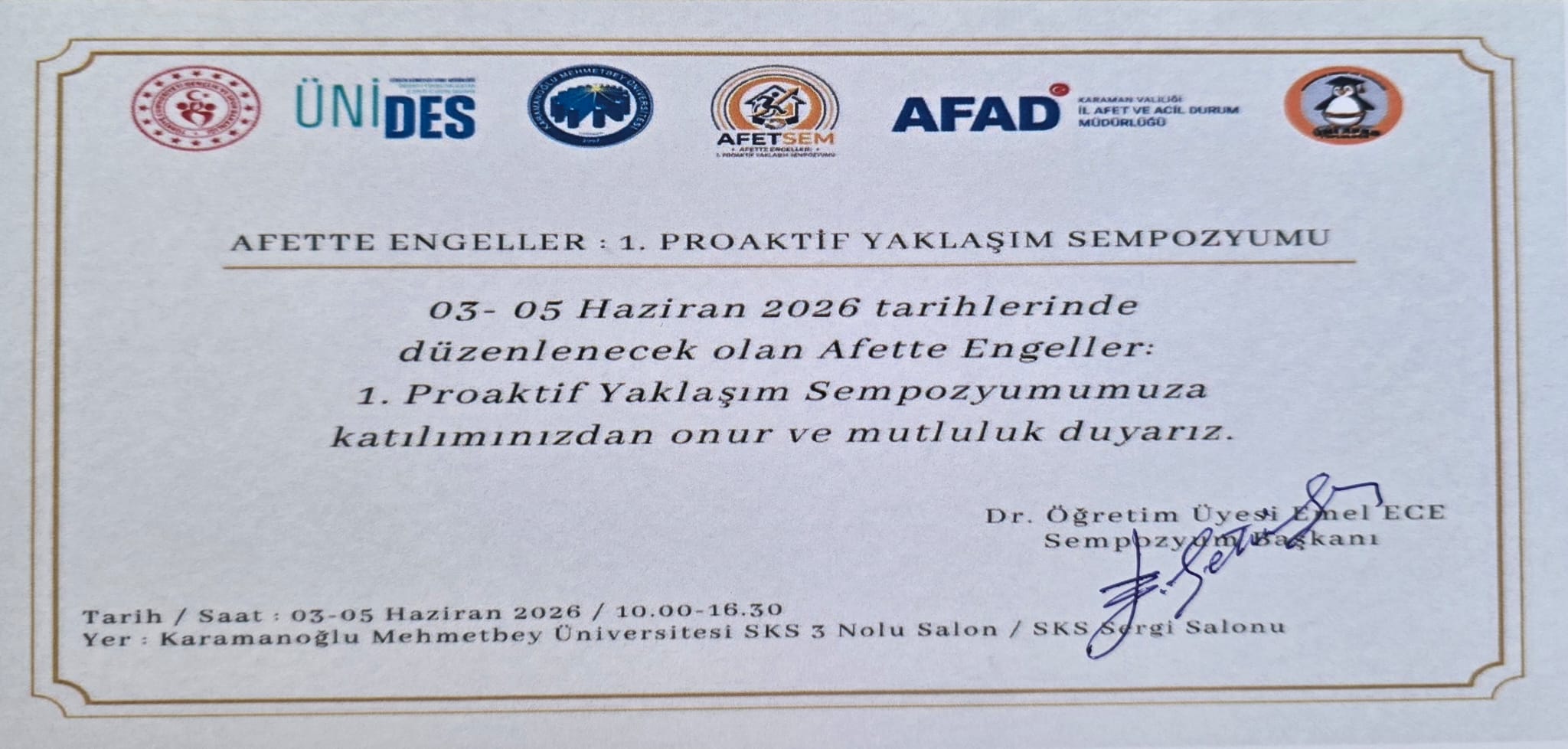 Afette Engeller - 1. Proaktif Yaklaşım Sempozyumu Üniversitemizde Gerçekleştirilecek