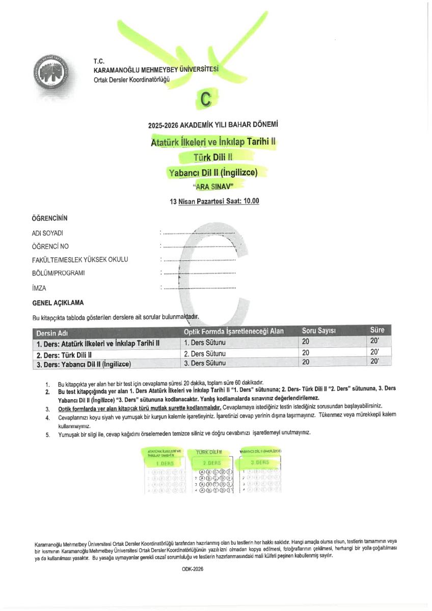 C Kitapçığı