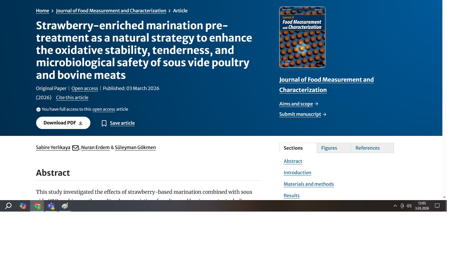 Öğretim Elemanımızın Makalesi Q2 Kategorisindeki Uluslararası Dergide Yayımlandı