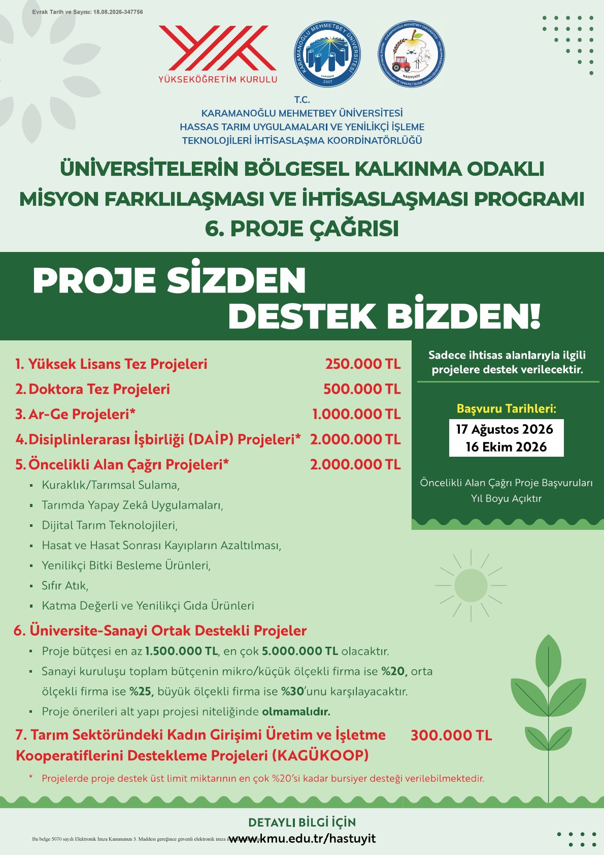Tarım Sektöründe Kadın Girişim Üretim ve İşletme Kooperatifi Faaliyetleri Üniversitemiz HASTÜYİT koordinatörlüğünce desteklenecektir. 