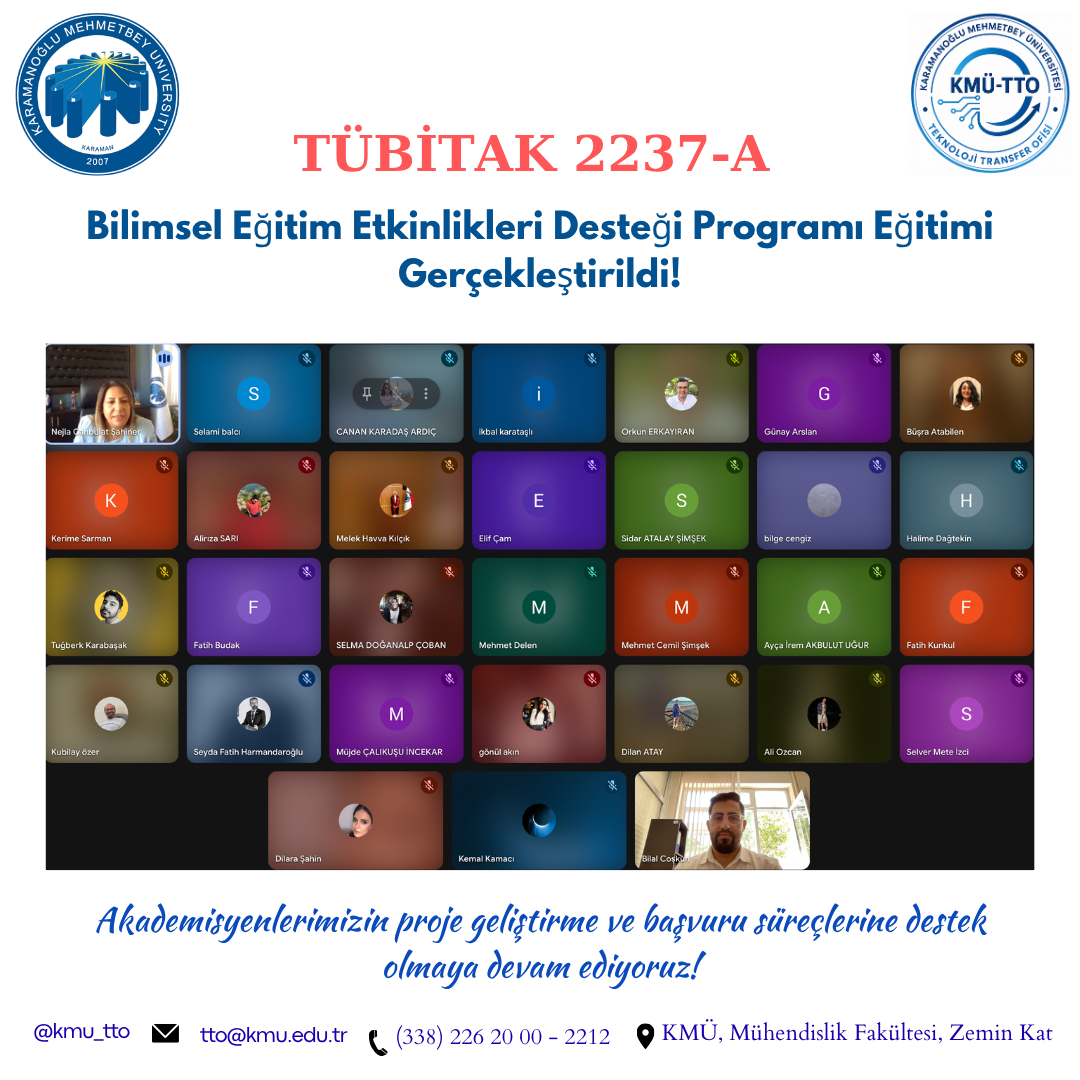 TÜBİTAK 2237-A Bilimsel Eğitim Etkinlikleri Desteği Eğitimi Gerçekleştirildi!