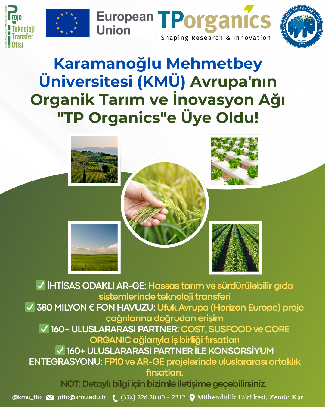  KMÜ Avrupa’nın Organik Tarım ve İnovasyon Ağı TP Organics’e Katıldı!