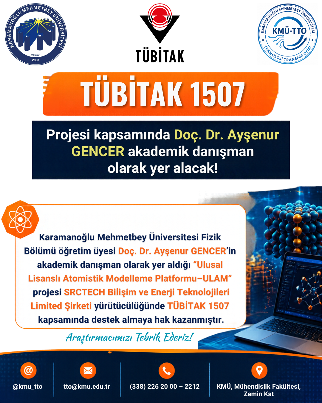 Doç. Dr. Ayşenur GENCER’in Akademik Danışmanlığını Yaptığı TÜBİTAK 1507 Projesi Desteklenmeye Hak Kazandı!