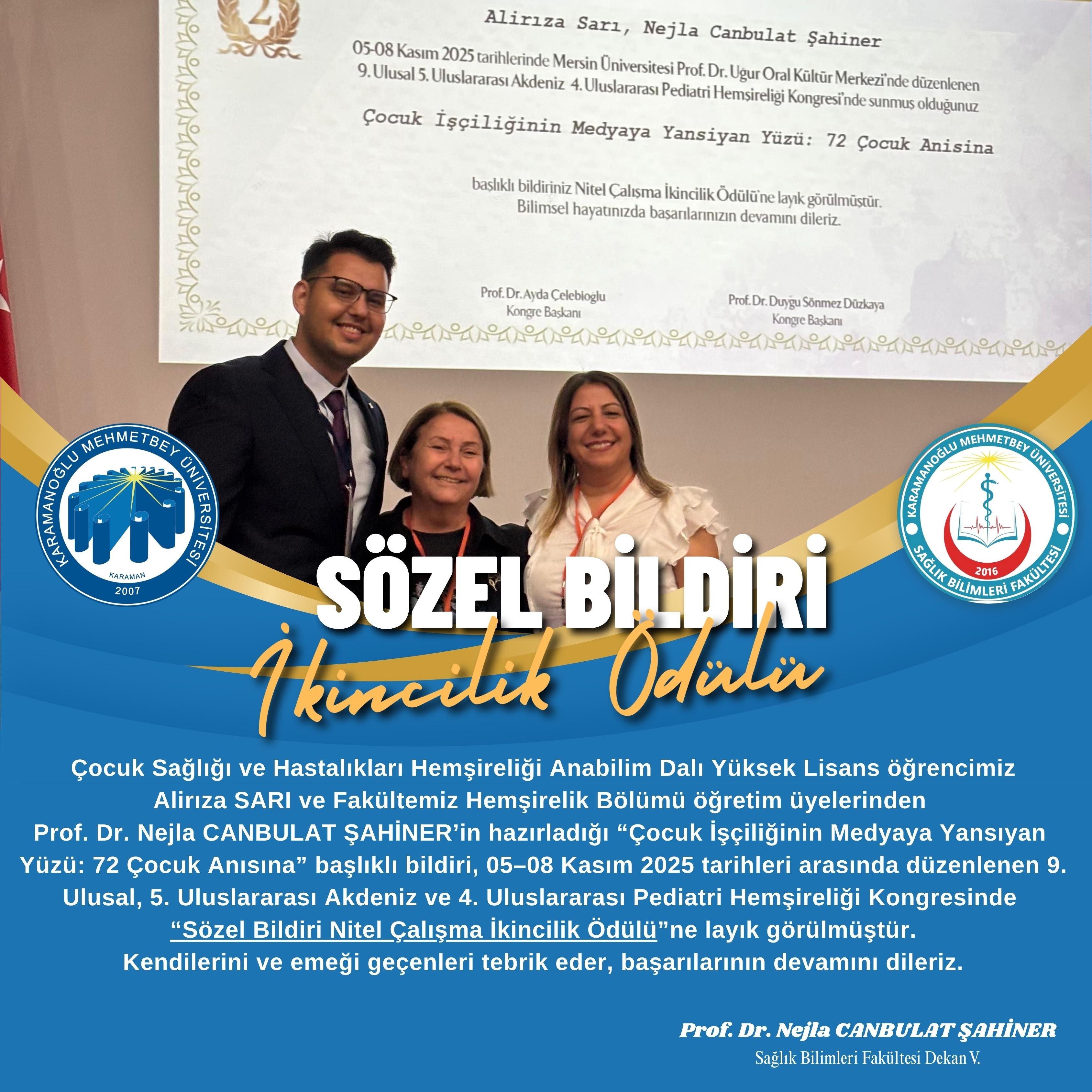 Sözel Bildiri İkincilik Ödülü