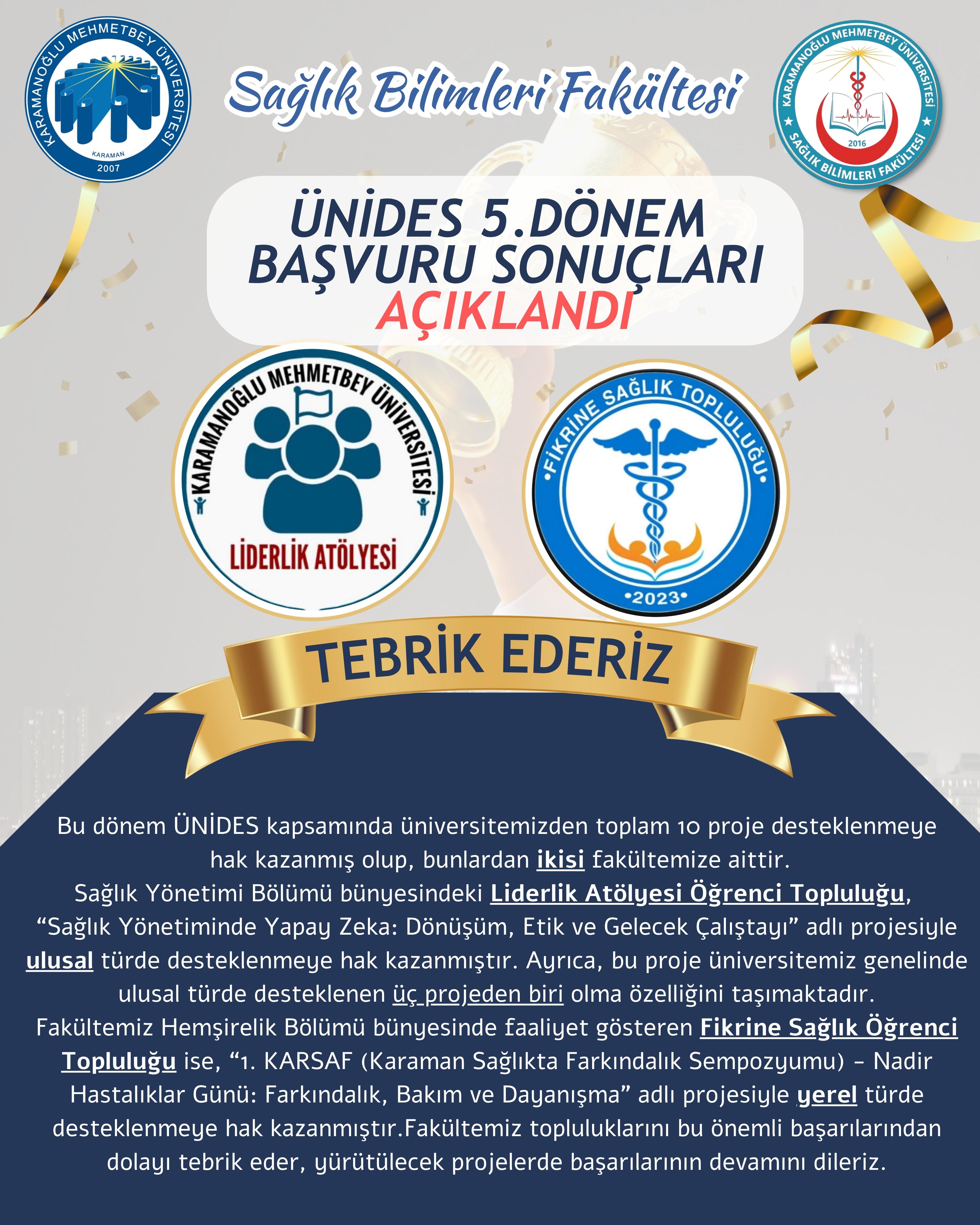 Fakültemiz Öğrencilerinden ÜNİDES'te Çifte Başarı