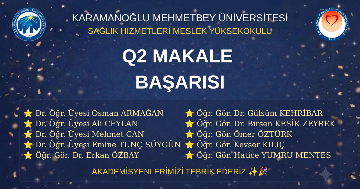 Akademisyenlerimizden Uluslararası Literatüre Nitelikli Katkı - Q2 Yayın Başarısı