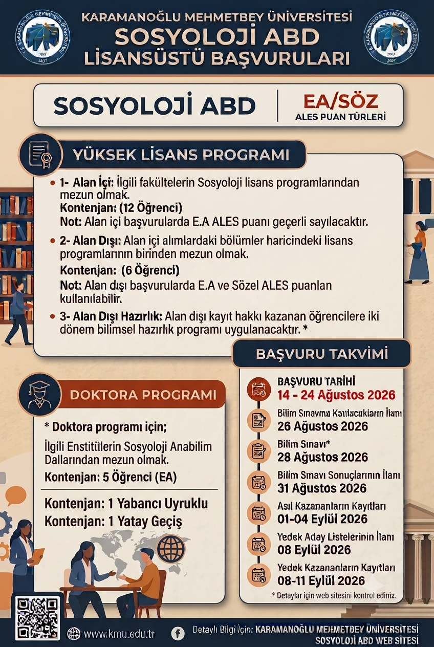 2026-2027 Eğitim-Öğretim Yılı Güz Dönemi Lisansüstü Öğrenci Alım İlanı Yayımlanmıştır. 
