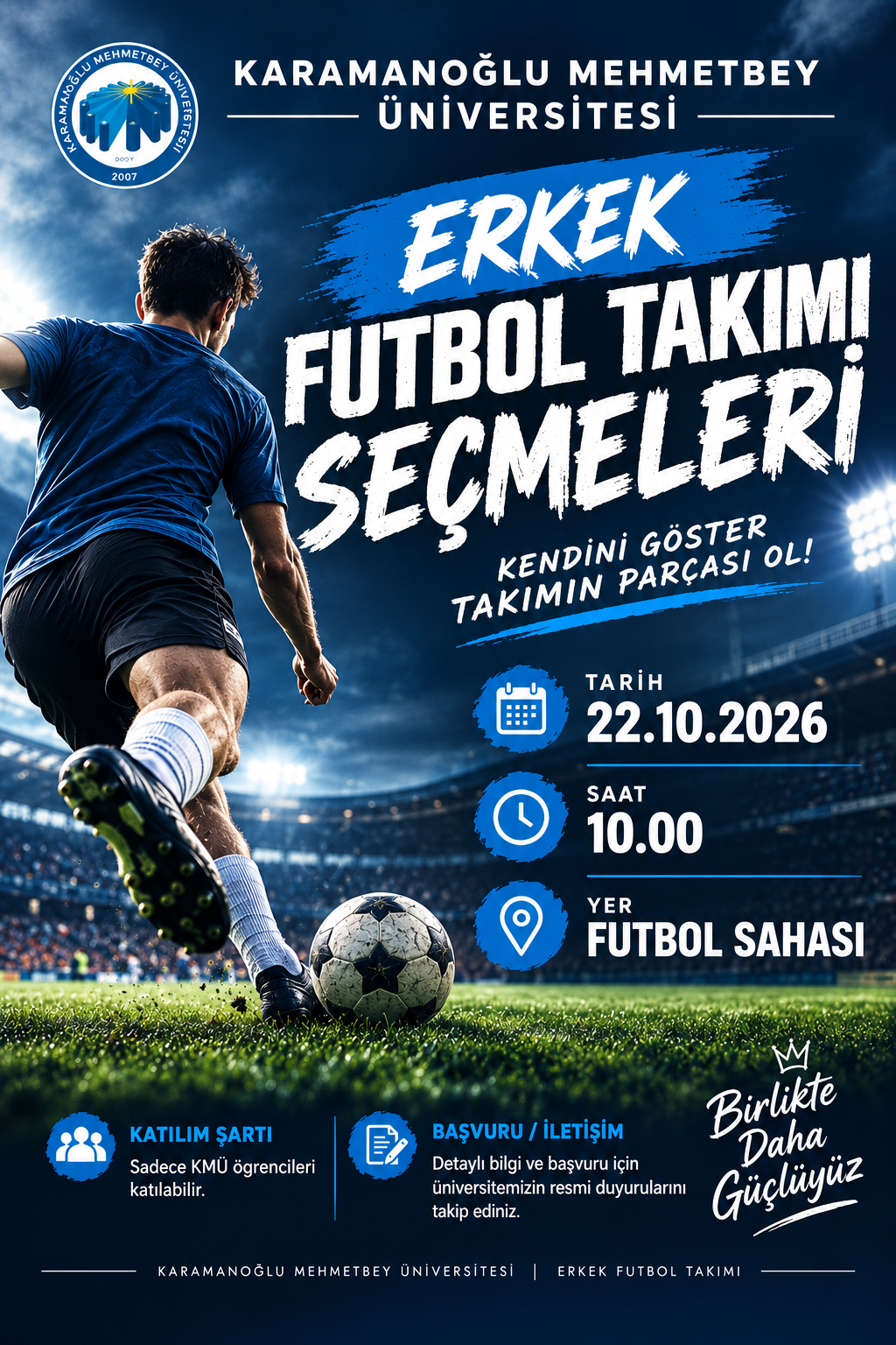 Üniversitemiz Erkek Futbol Takımı Seçmeleri