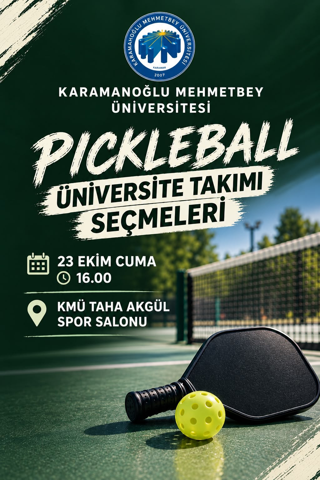 Üniversitemiz Pickleball Takımı Seçmeleri