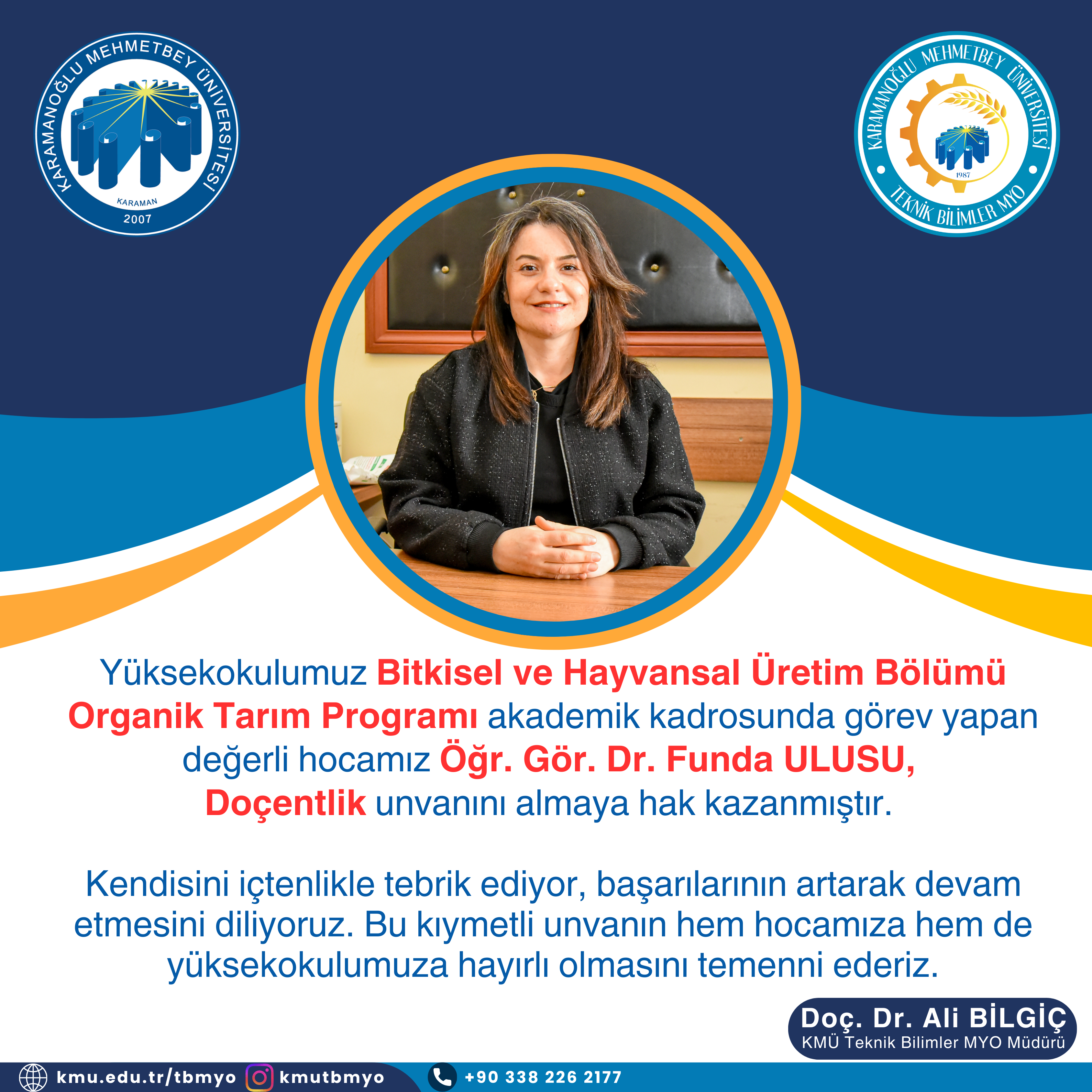 Öğr. Gör. Dr. Funda ULUSU Doçentlik Unvanını Almaya Hak Kazanmıştır