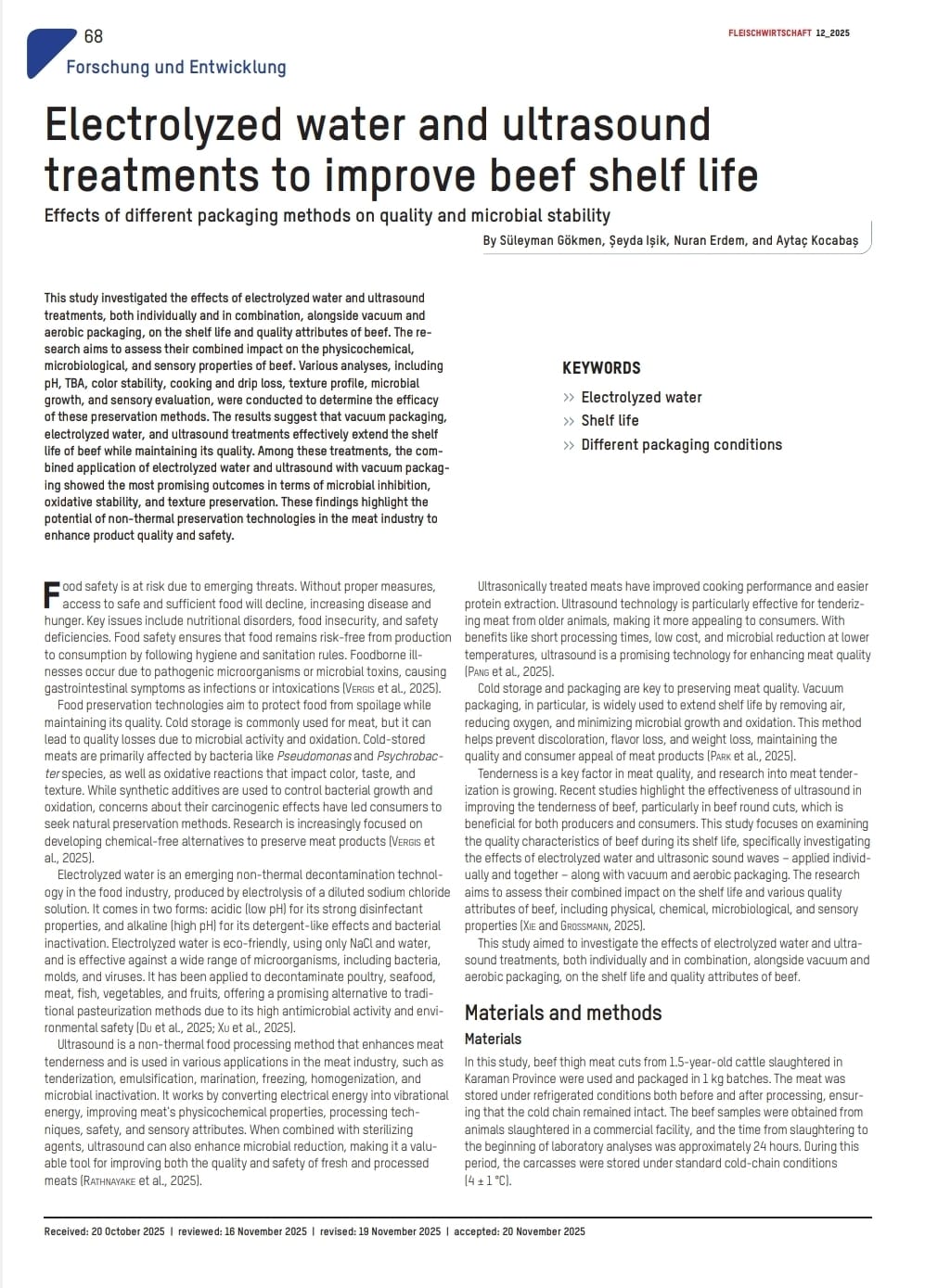 Gıda Teknolojisi Programı Öğrencisi Şeyda IŞIK’ın TÜBİTAK 2209-A Projesinden Üretilen Makalesi Uluslararası SCI Kapsamındaki Dergide Yayımlandı