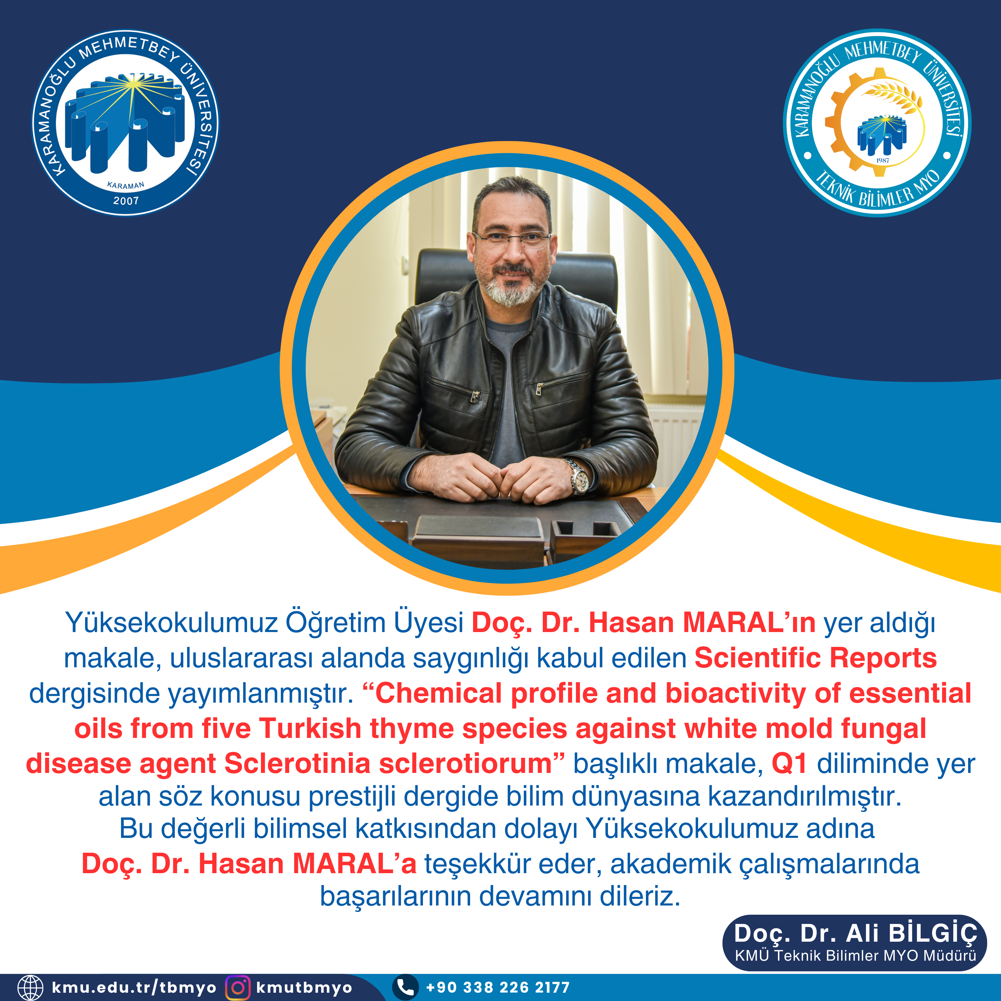 Yüksekokulumuz Öğretim Üyesi Doç. Dr. Hasan MARAL’ın Yer Aldığı Makale Q1 Kategorisindeki Prestijli Dergide Yayımlanmaya Hak Kazandı