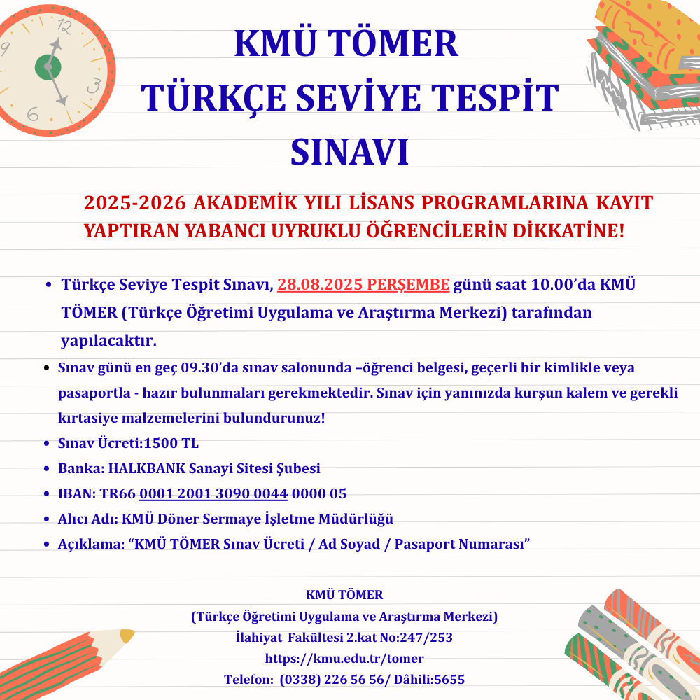 ULUSLARARASI ÖĞRENCİLER İÇİN SEVİYE TESPİT SINAVI 