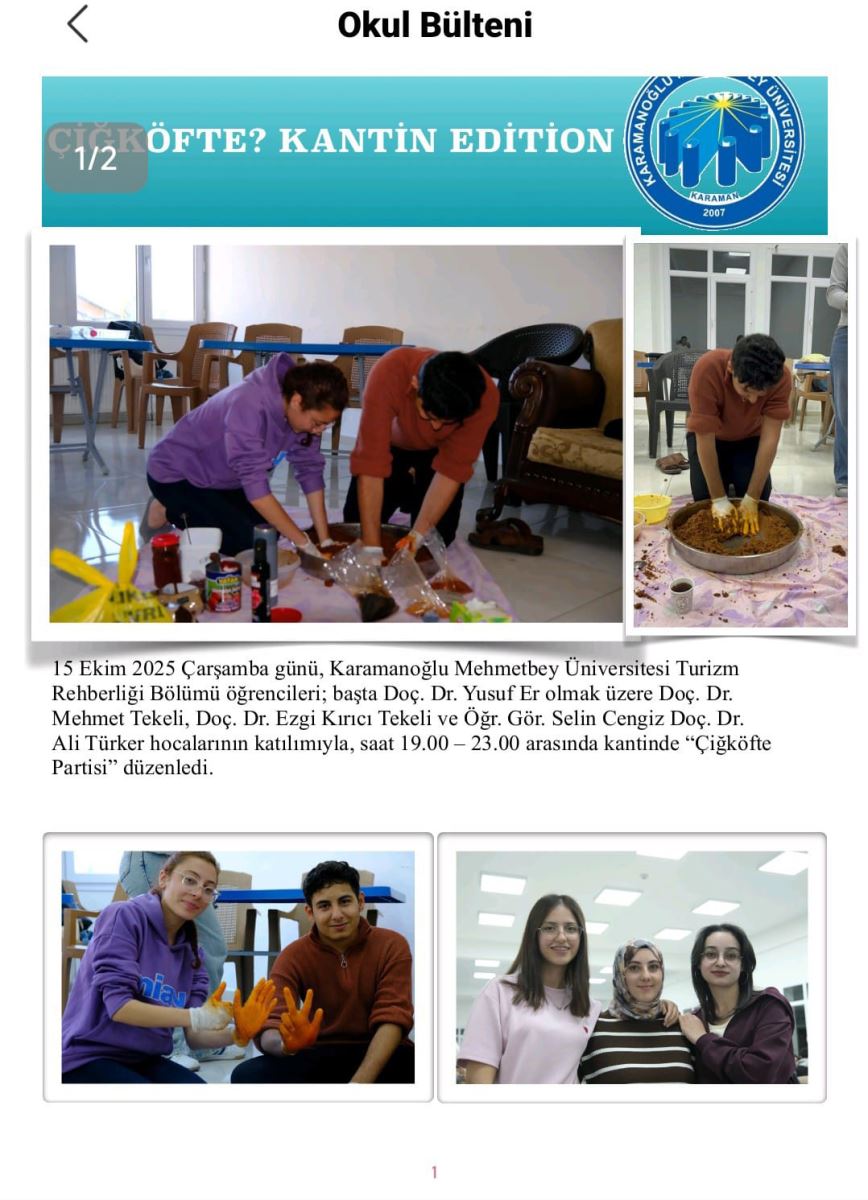 Turizm Rehberliği Bölümü öğrencileri Tarafından Çiğ Köfte Etkinliği