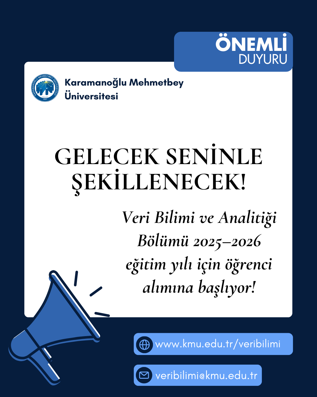 Veri Bilimi ve Analitiği Bölümüne Öğrenci Alımı Başladı